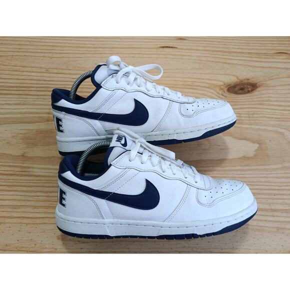 Nike Big Nike Low Basketball White Midnight Navy 355152-140 Men\'s Size 8